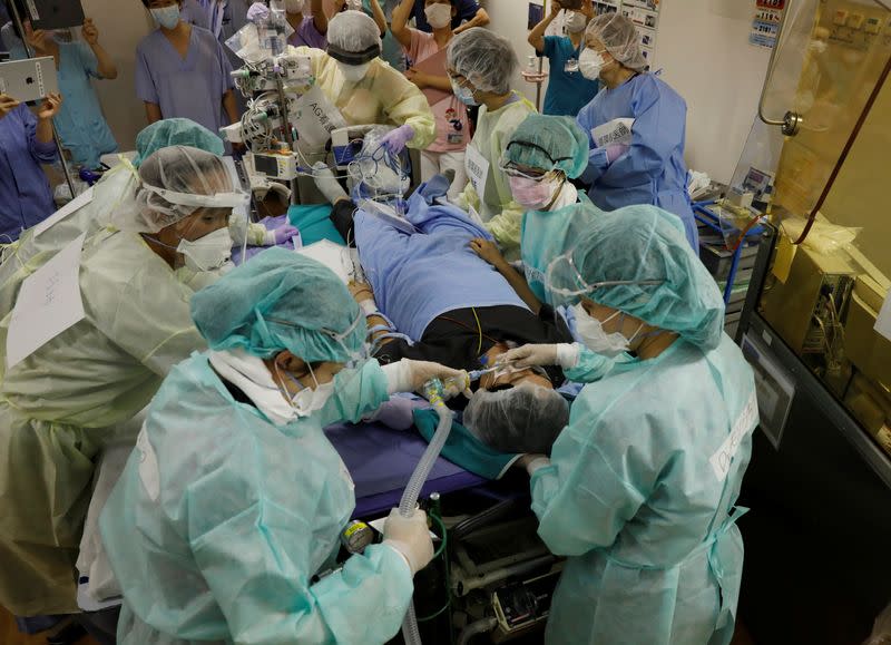 Medical staff at Seibu Hospital in Yokohama