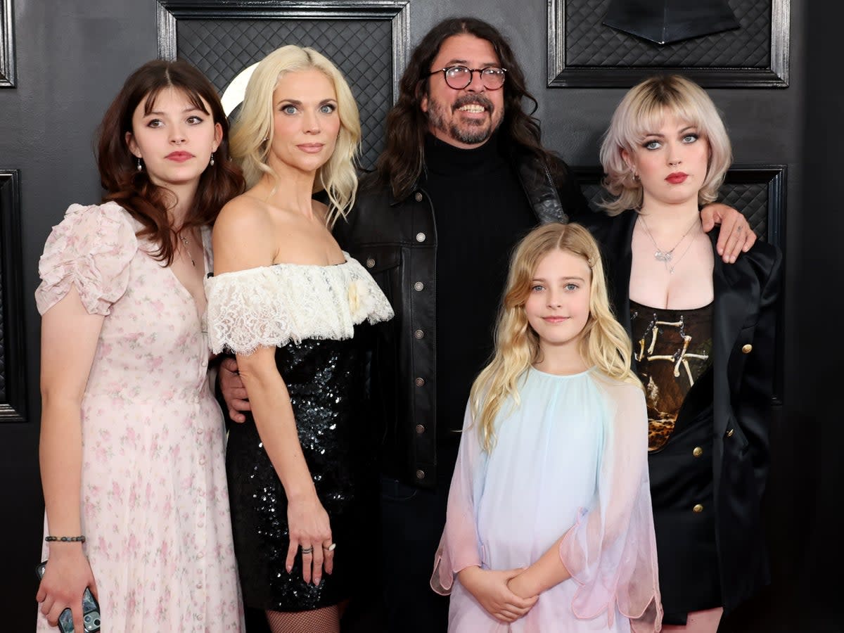 Grohl with his wife Jordyn Blum and children Harper, Ophelia and Violet Grohl (Getty Images)