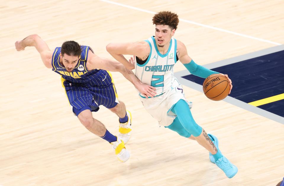 LaMelo Ball averaged 15.7 points, 6.1 assists and 5.9 rebounds – one of nine players and the only rookie to post at least 15-6-5.9 per game.