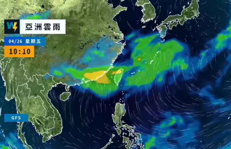 吳聖宇預估，今日迎風面的苗栗以南地區降雨還是會比較明顯。（圖／翻攝自天氣風險 WeatherRisk 臉書）