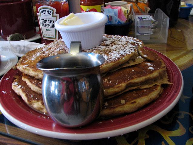 <b>West Virginia: Sweet Potato Pancakes</b> These pancakes from the Cathedral Cafe are larger than life.<br> <br> (Image courtesy <a href="http://www.flickr.com/photos/glazaro/3097122254/sizes/z/in/photostream/" rel="nofollow noopener" target="_blank" data-ylk="slk:glazaro/Flickr;elm:context_link;itc:0;sec:content-canvas" class="link ">glazaro/Flickr</a>)