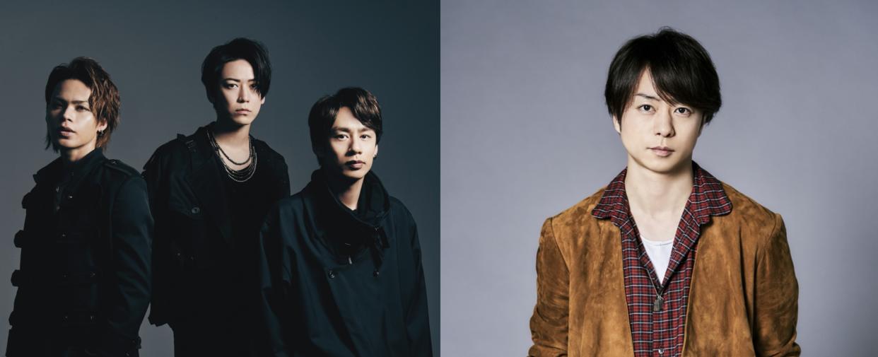 From left to right: KAT-TUN's Tatsuya Ueda, Kazuya Kamenashi, and Yuichi Nakamaru; and Arashi's Sho Sakurai. (Photo: Twitter/ntv_olympic)