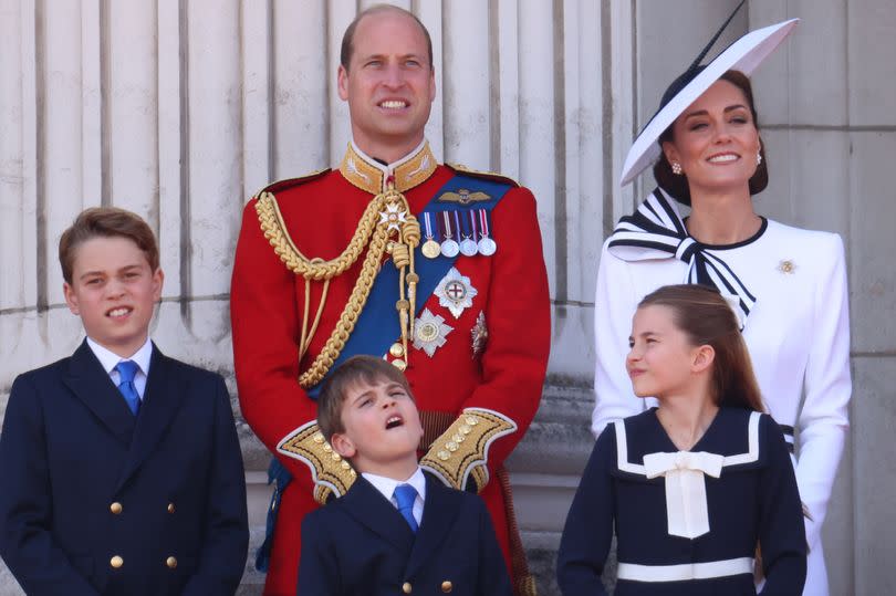 Prince George, Prince William the Prince of Wales, Princess of Wales Kate Middleton, Prince Louis and Princess Charlotte