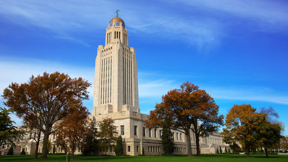 This is a photo of the state capital building in Lincoln Nebraska.