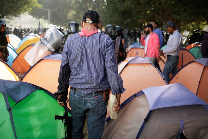 Protest against the decision of the Mexican government to divert water from La Boquilla dam to the U.S., in Camargo