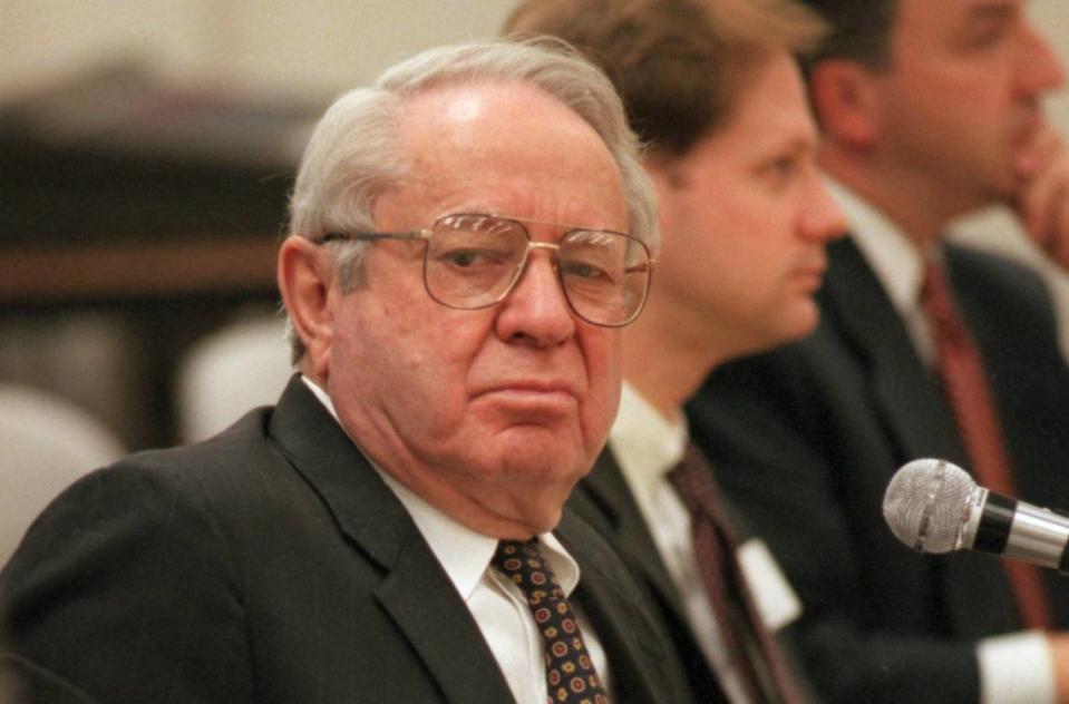 U.S. Sen. Lauch Faircloth presides over a hearing on the IRS at McKimmon Center on Dec. 10, 1997. The North Carolina senator died at the age of 95.