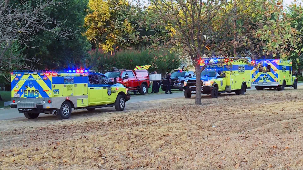 Austin-Travis County EMS respond to an incident on Lake Austin after a boat ran aground in Austin, Texas, on Aug. 13, 2023. (KXAN)