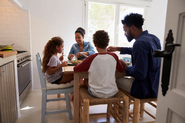 <span class="caption">Family mealtime is perhaps the best solution to picky eating habits in children.</span> <span class="attribution"><a class="link " href="https://www.shutterstock.com/download/confirm/560422798?src=GOhwJhYn49z2VImwBKl8Pg-1-0&size=huge_jpg" rel="nofollow noopener" target="_blank" data-ylk="slk:Monkey Business Images/Shutterstock;elm:context_link;itc:0;sec:content-canvas">Monkey Business Images/Shutterstock</a></span>