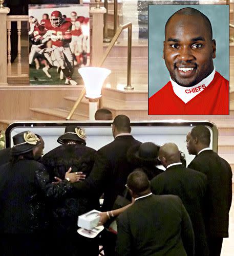 Derrick Thomas (February 8, 2000): On his way to the airport, to catch a plane to St. Louis to see the NFC Championship game, driving through a snowstorm, the Chiefs linebacker lost control of his SUV, overturning it at least three times. A passenger was killed and Thomas was paralyzed from the neck down. Weeks later, on Feb. 8, 2000 the 33-year-old Thomas died of a massive blood clot in his lung. Feared for his ability to pressure the quarterback, Thomas had 126 1/2 sacks in his career, highlighted by his seven sacks in a game. He was in the Pro Football Hall of Fame's Class of 2009.