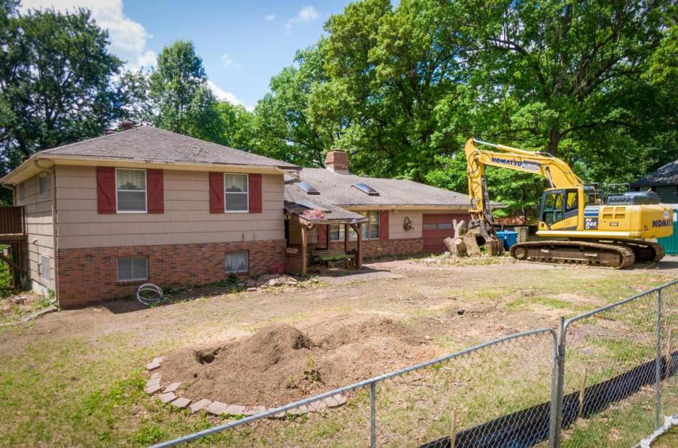 A Prairie Village home built in 1955 in the Indian Fields neighborhood is prepped for demolition to make way for a new, larger home.
