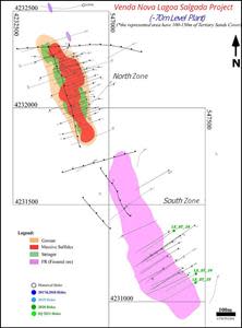 Plan view with Venda Nova sectors, domain projections and location of new reported drilling