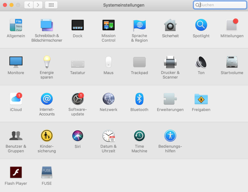 Systemeinstellungen bei einem MacBook (Screenshot: Privat)