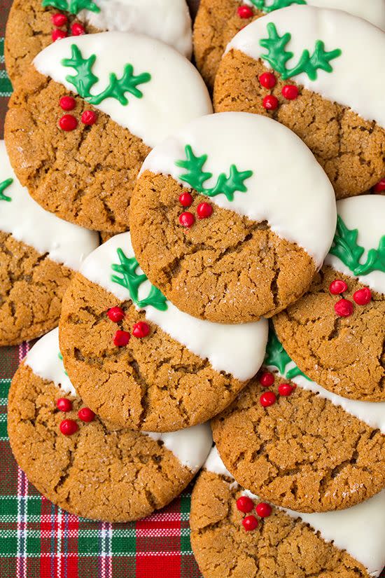 White Chocolate Dipped Gingerbread Cookies