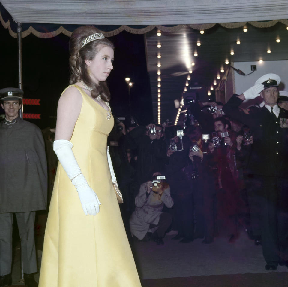 Princess Anne at a movie premiere in Leicester Square in 1970