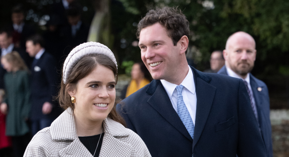 Princess Eugenie and Jack Brooksbank attend the Christmas Day service at Sandringham Church on December 25, 2022 in Sandringham, Norfolk