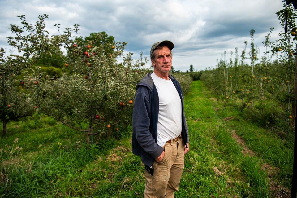 Jeffrey Soons, owner of Soons Orchards, stands for a portrait in the orchard at Soons Orchards in New Hampton, NY on Friday, September 22, 2023.