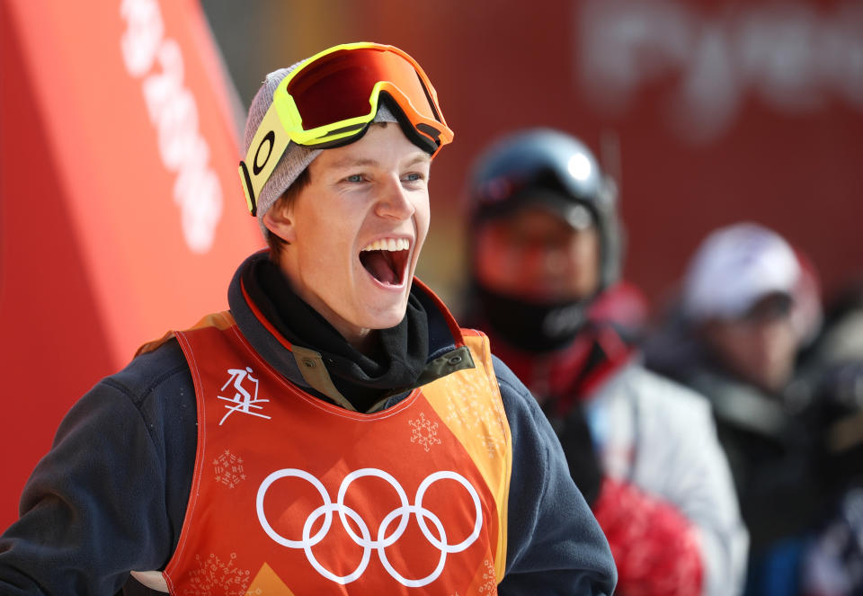 <p>Oystein Braaten of Norway celebrates his first run during the Freestyle Skiing Men’s Ski Slopestyle Final on day nine of the PyeongChang 2018 Winter Olympic Games at Phoenix Snow Park on February 18, 2018 in Pyeongchang-gun, South Korea. (Photo by Clive Rose/Getty Images) </p>