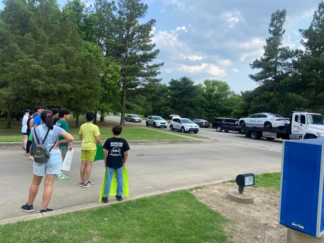 Protesters gathered Sunday  afternoon at Ridgeway Station precinct to protest a Saturday incident that is under MPD review.