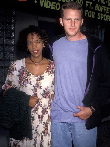 <p>Ron Galella, Ltd./Ron Galella Collection/Getty</p> Kebe Dunn and Michael Rapaport during the "Amongst Friends" Hollywood Premiere on August 9, 1993.