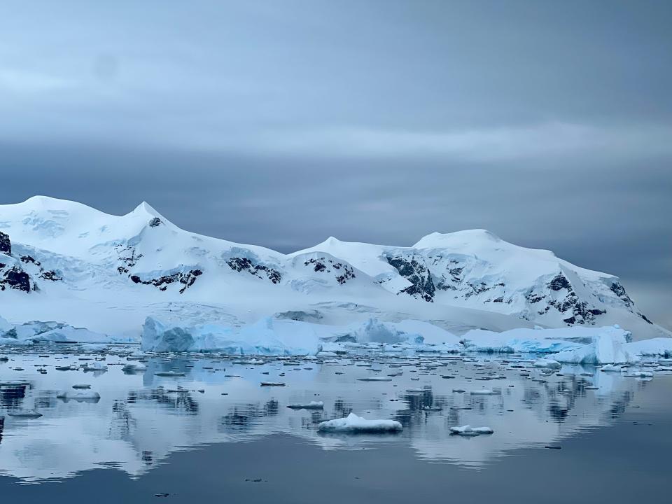 Antarctic ice reflecting in the water.