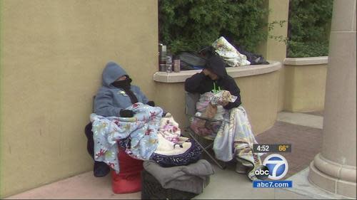 Women camped outside a Best Buy