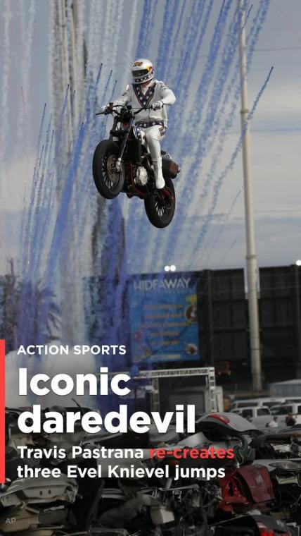 Travis Pastrana re-created and completed three iconic Evel Knievel jumps