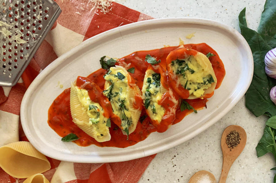 <p>Corrie Cooks</p><p>If you like pasta and one-pot meals, this Instant Pot stuffed shell is the dish for you! A great option for a meatless Monday or anytime you’d like a vegetarian dinner.</p><p><strong>Get the recipe: <a href="https://www.corriecooks.com/instant-pot-stuffed-shells/" rel="nofollow noopener" target="_blank" data-ylk="slk:Easy Instant Pot Stuffed Shells;elm:context_link;itc:0;sec:content-canvas" class="link ">Easy Instant Pot Stuffed Shells</a></strong></p>