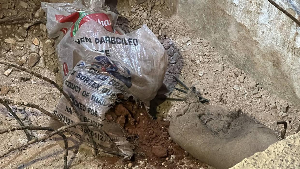 BEIRUT, LEBANON - SEPTEMBER 18: A view of a device suspected to be rigged with an explosive at the location where Lebanese soldiers have detonated it as the device is found in a pit in the parking lot of the American University Hospital in Beirut, Lebanon on September 18, 2024. The hospital had been treating wounded individuals following pager explosions. (Photo by Turgut Alp Boyraz/Anadolu via Getty Images)