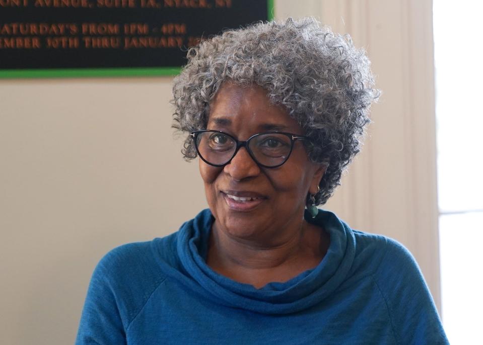 Brenda Ross talks about the exhibit "Four Black Churches" at the Historical Society of the Nyacks on Wednesday, November 2023.