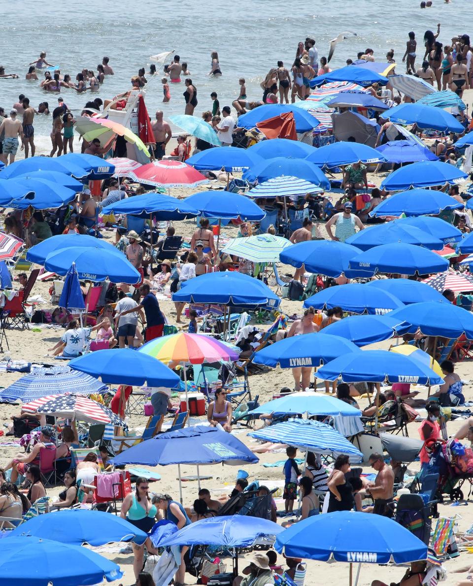 Hot weather and clear skies brought thousands of visitors to Rehoboth Beach on Saturday, June 27, 2020. Social distancing did not appear to be followed very strictly on either the beach or boardwalk, with mask usage also not ubiquitous.