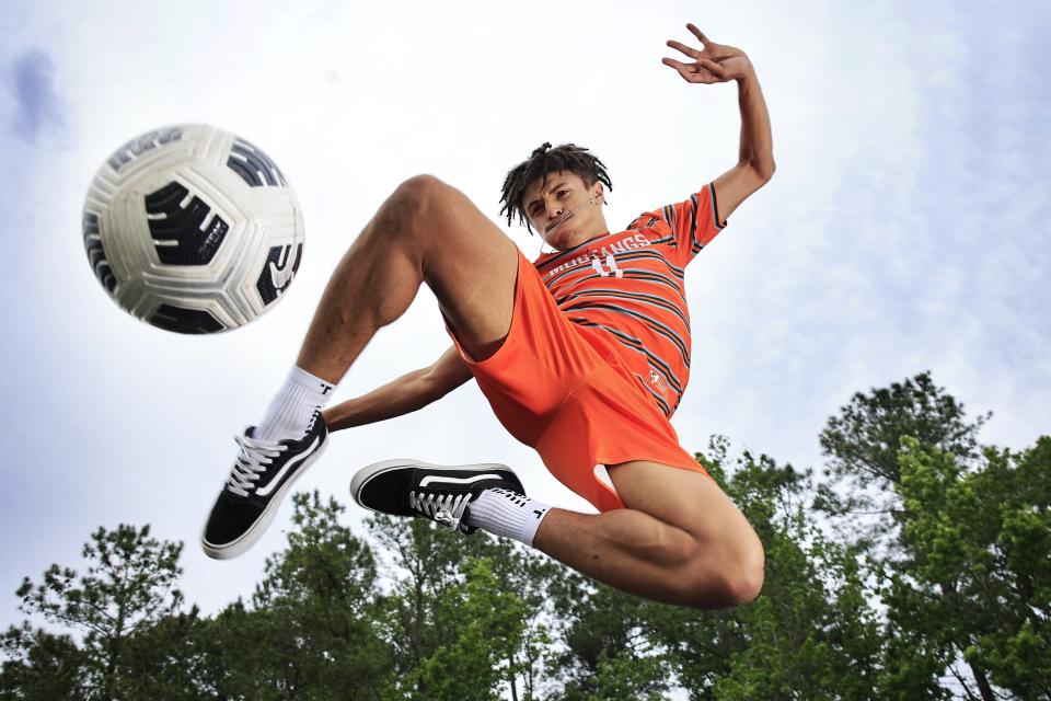 Mandarin senior Antonio Mancinotti is shown in portrait. He is the Times-Union's All-First Coast player of the year for high school boys soccer in 2022-2023, an honor he repeated from last year.