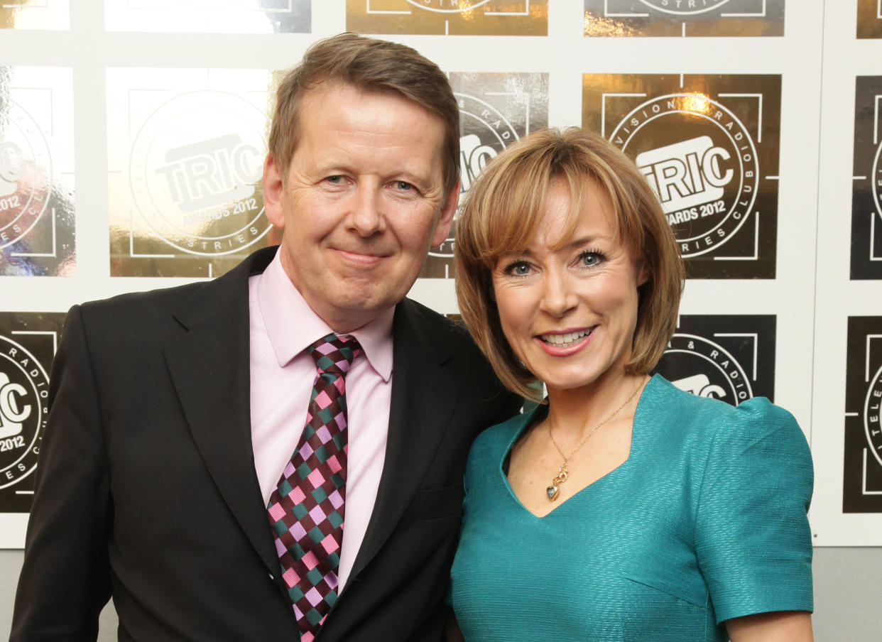 Bill Turnbull and Sian Williams, with her Newscaster/Reporter of the Year Award, at the TRIC Awards, at Grosvenor House hotel on Park Lane, central London. 