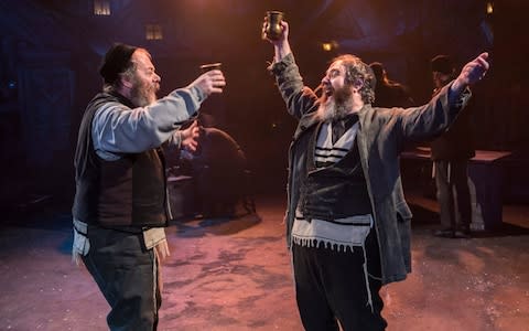 Dermot Canavan (Lazar Wolf) and Andy Nyman (Tevye) in the Menier Chocolate Factory's production of Fiddler on the Roof - Credit: Johan Persson