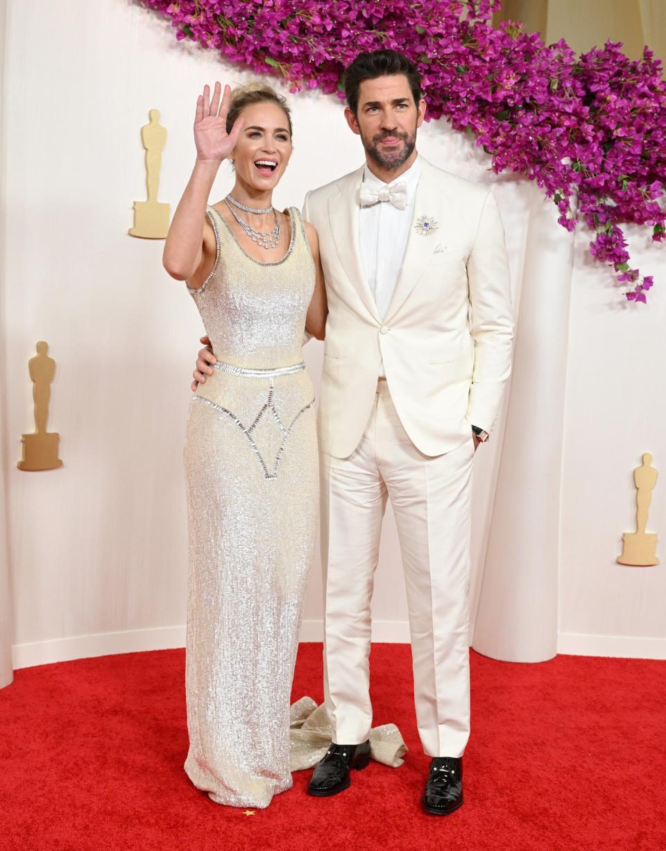 Emily Blunt and John Krasinski at the 96th Annual Oscars held at at the Ovation Hollywood on March 10, 2024 in Los Angeles, California.