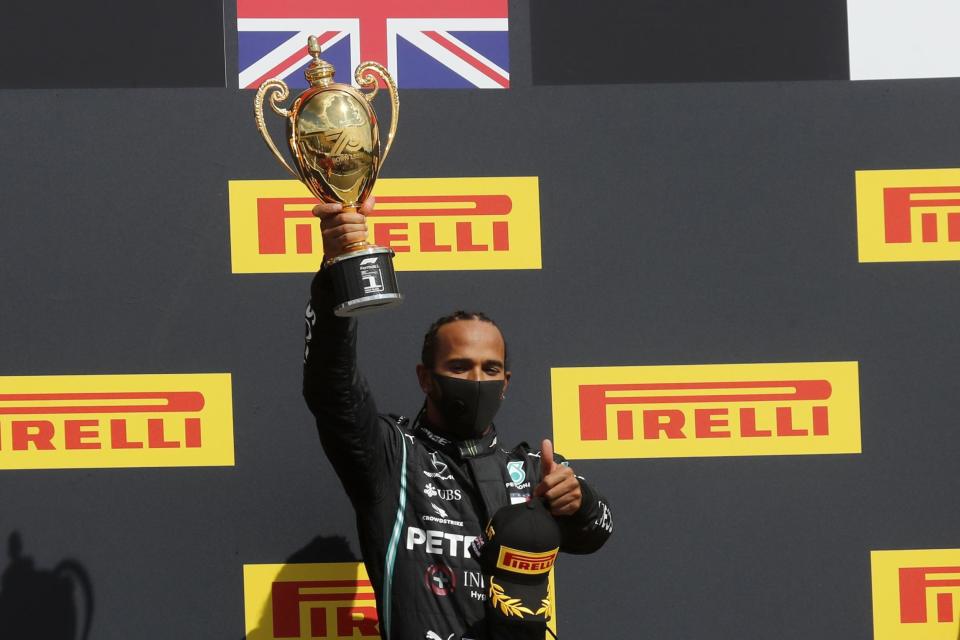 Hamilton clinched his seventh race win at Silverstone Photo: AP