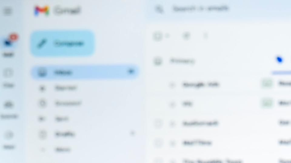 Gmail's blurred website interface
