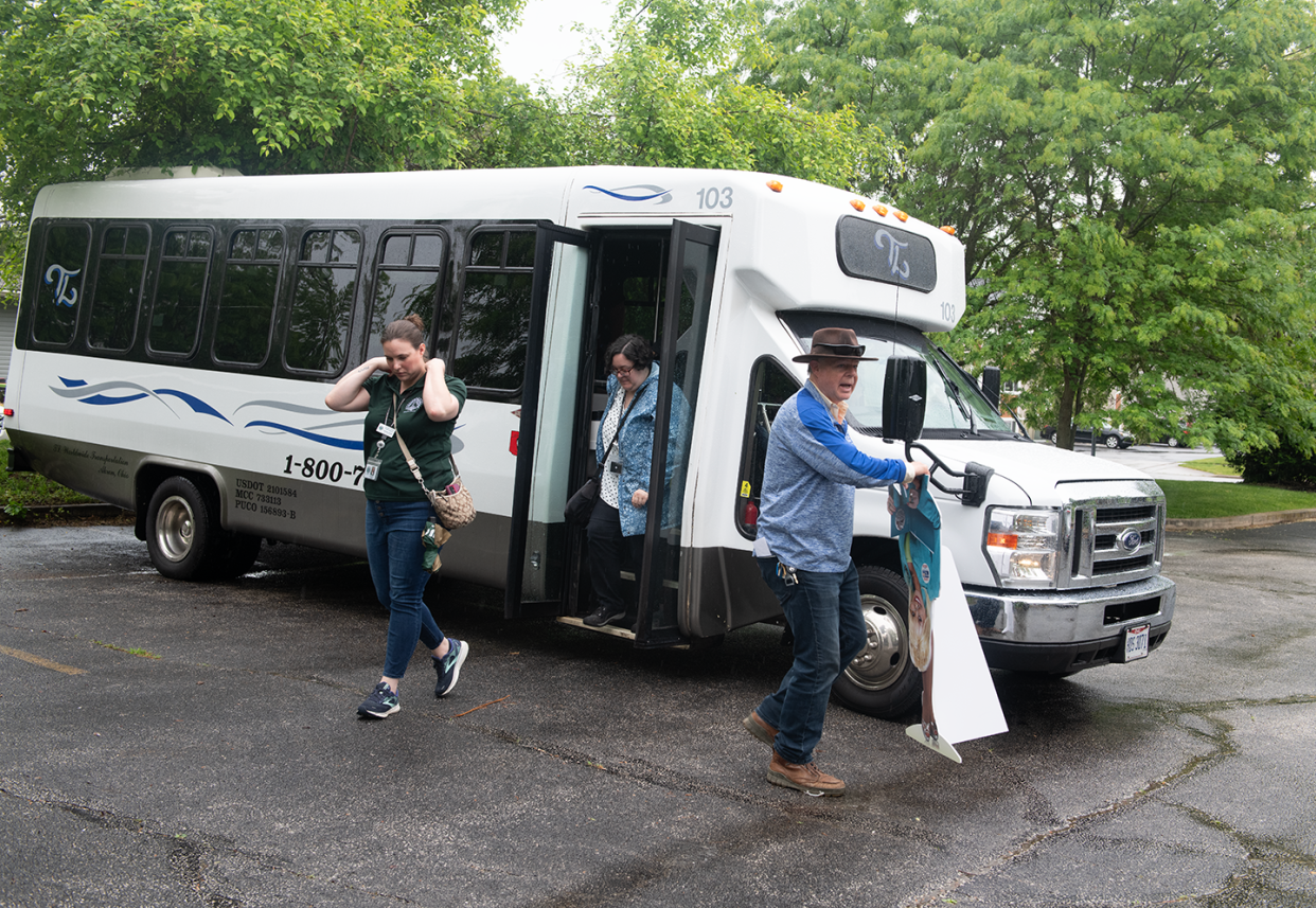 Bill Childers, CEO and president of United Way, with participants took a bus tour of places in Portage County where United Way donations are used, including the Freedom House and Miller House in Kent.