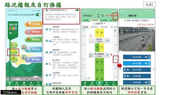 路況播報及自訂推播。（圖：高公局提供）