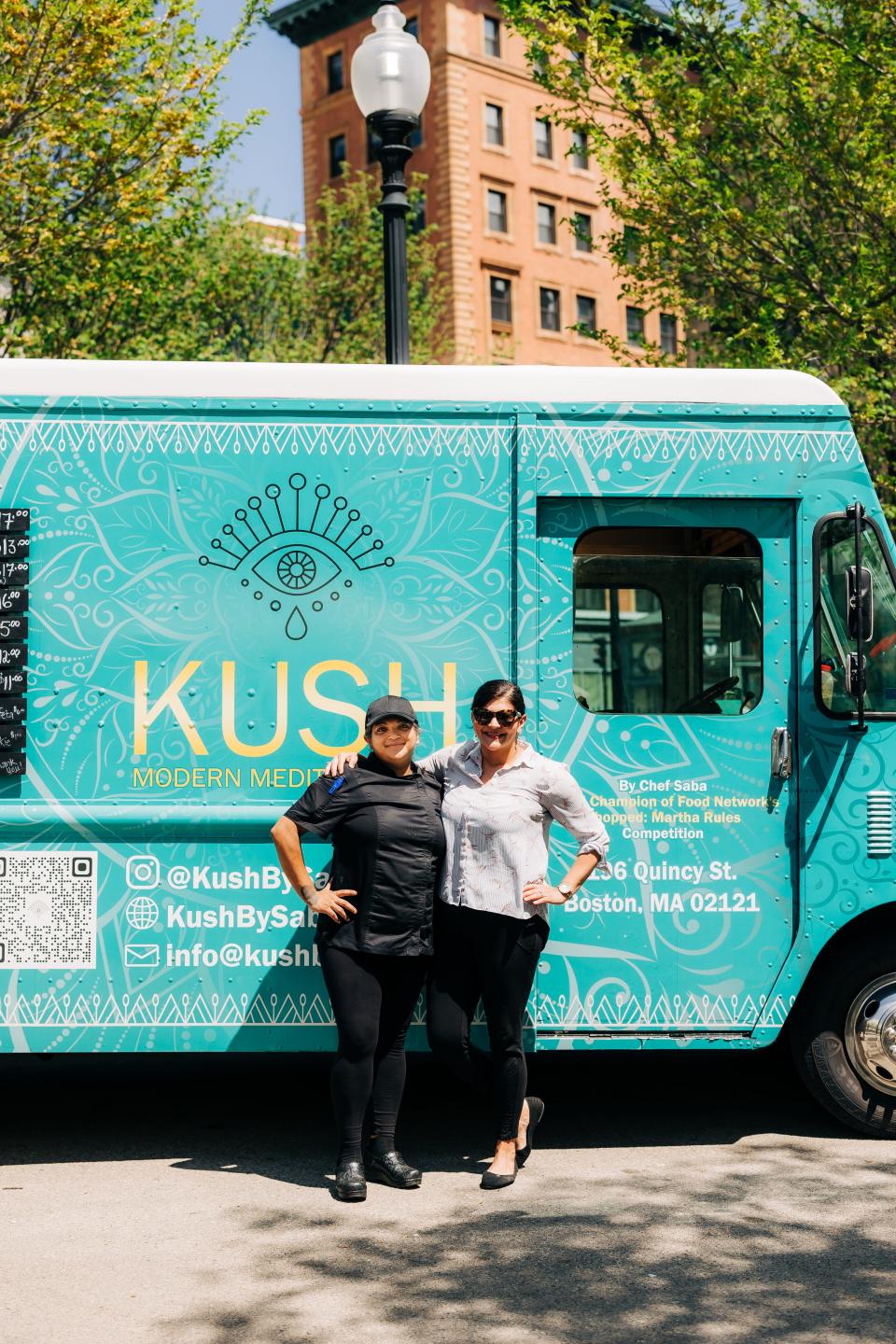 Framingham resident Saba Wahid Duffy, right, has used her $50,000 grand prize winnings from "Chopped: Martha Rules" to launch a food truck with her sister, Sara Wahid. Kush Modern Mediterranean offers is a mix of food from Duffy's Pakistani roots and her time living in the Middle East.