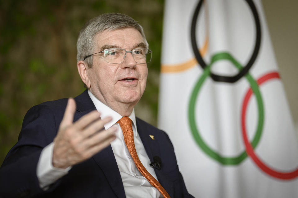 國際奧林匹克委員會（IOC）主席巴赫（圖）26日說，巴勒斯坦奧會將獲邀派代表出戰巴黎奧運，即使他們的運動員未能在其他賽事取得奧運參賽資格。 （Photo by GABRIEL MONNET/AFP/Getty Images）
