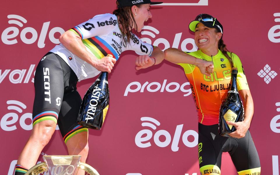 Annemiek van Vleuten and Mavi Garcia - Wout van Aert finally wins Strade Bianche after Annemiek van Vleuten defends title to make it six wins in row - GETTY IMAGES