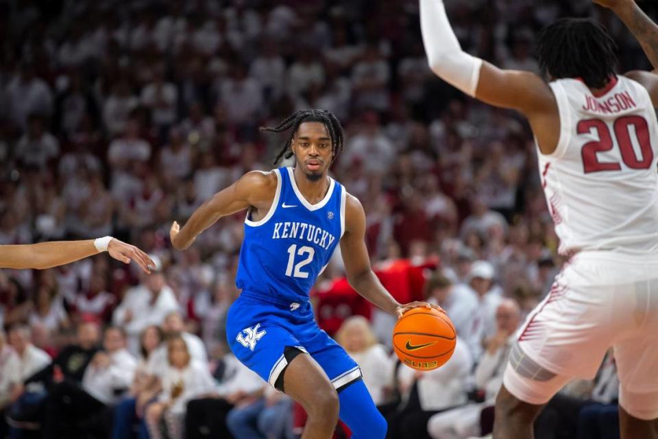 Kentucky guard Antonio Reeves scored 37 points in the Wildcats’ win at Arkansas on March 4.