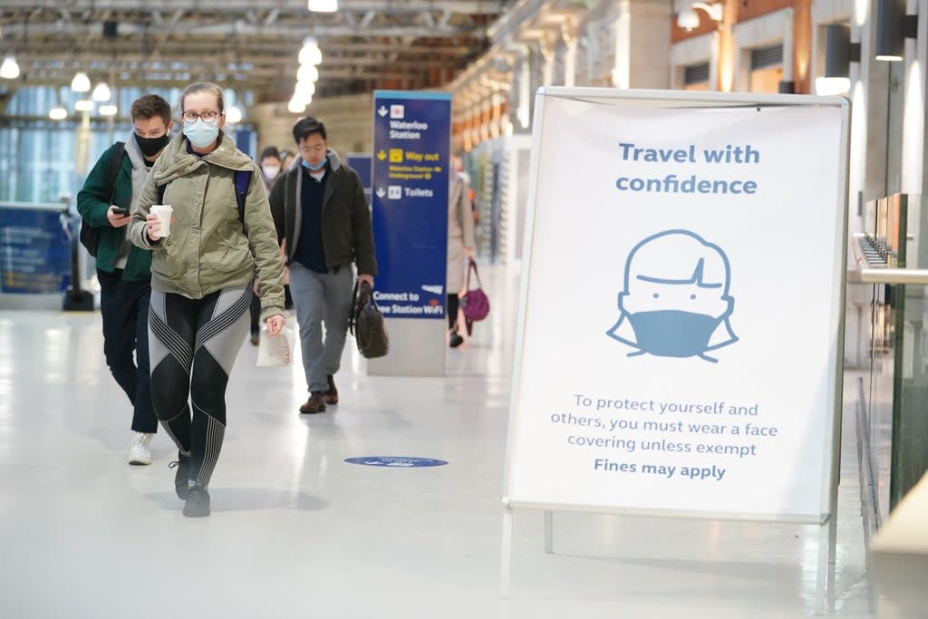 Passengers at Waterloo station in London (Dominic Lipinski/PA) (PA )