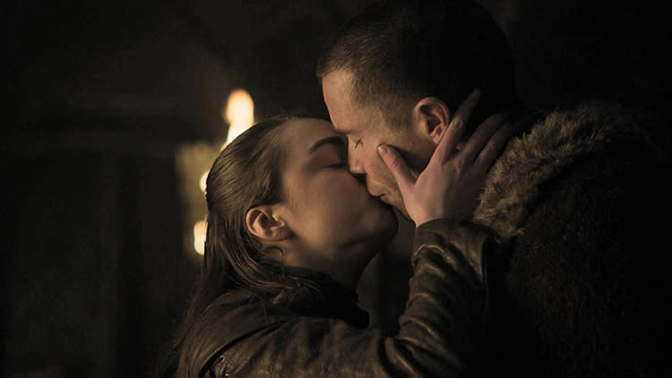 Arya and Gendry kiss on Game of Thrones