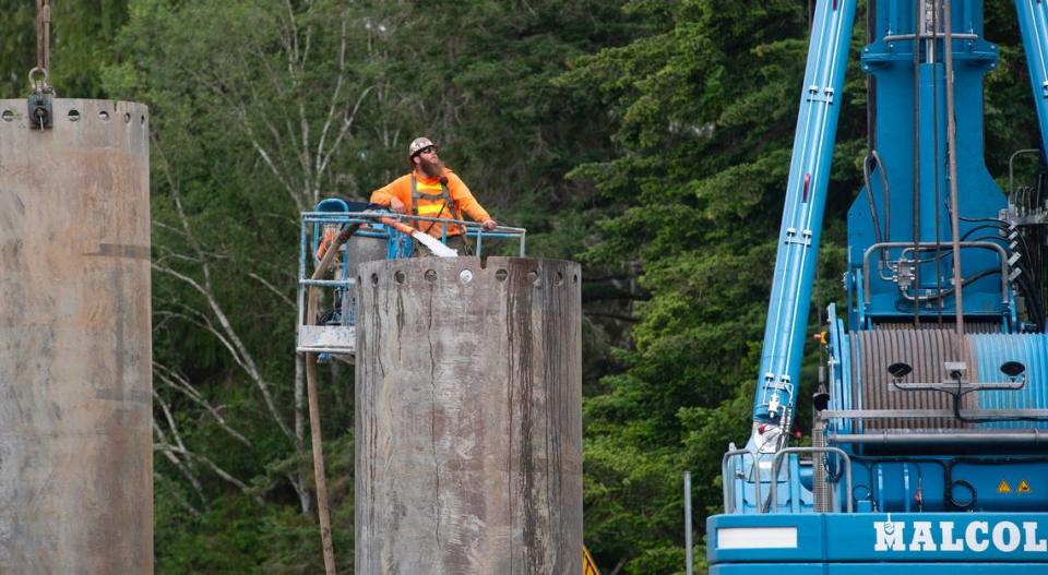 A series of five stream crossings along State Route 8 and State Route 12 west of Olympia are being torn out and replaced with more fish-friendly access, shown on Friday, June 14, 2024. The WSDOT construction projects are expected to continue until the winter of 2025.