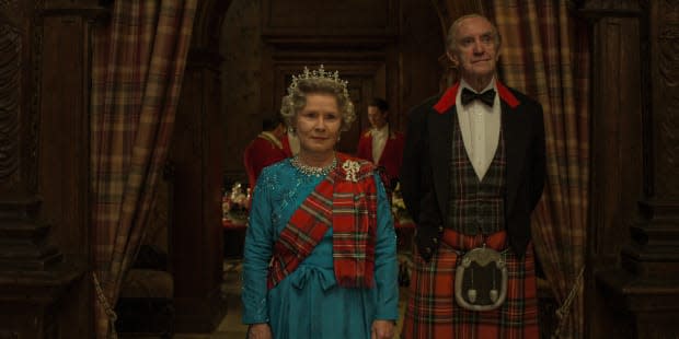 <p>Imelda Staunton as The Queen and Jonathan Pryce as Prince Phillip</p>