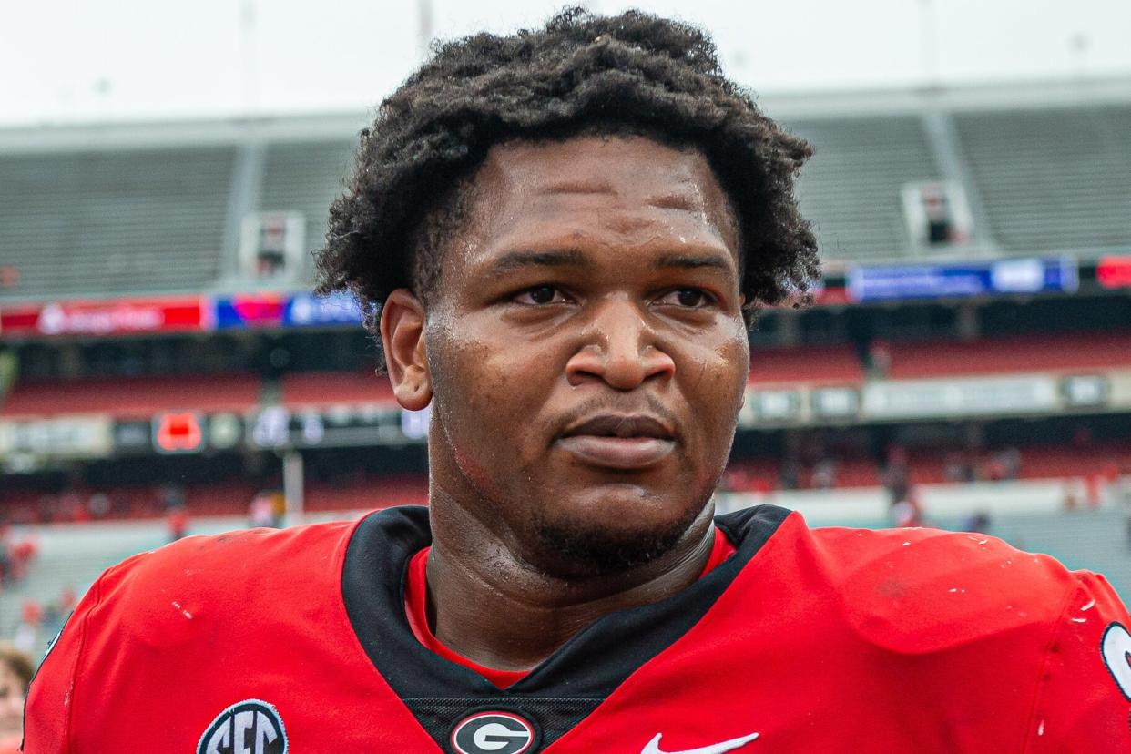 Georgia Bulldogs DL Jalen Carter (88) during the G-Day intrasquad spring game on April 16, 2022 at Sanford Stadium in Athens, GA.