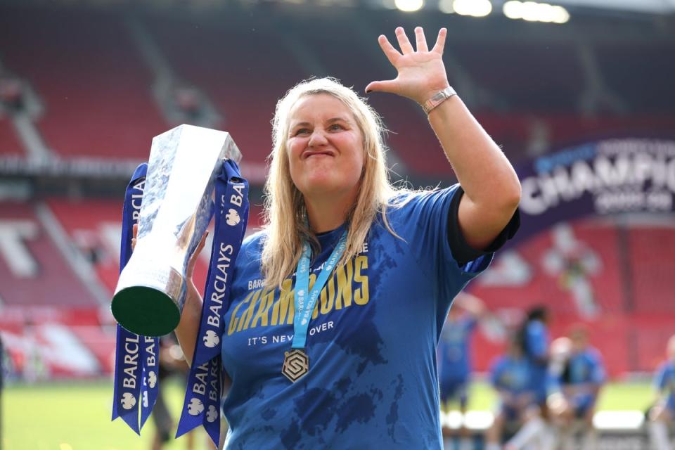 Emma Hayes took charge of Chelsea for the final time as they crushed United to win the WSL  (Getty Images)