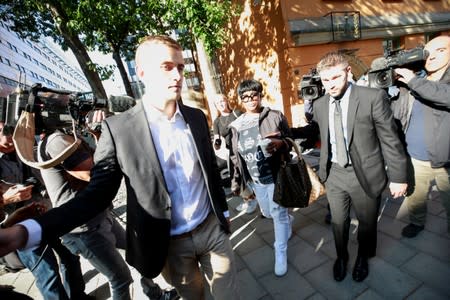 Renee Black, mother of ASAP Rocky leaves the district court after the second day of ASAP Rocky's trial in Stockholm