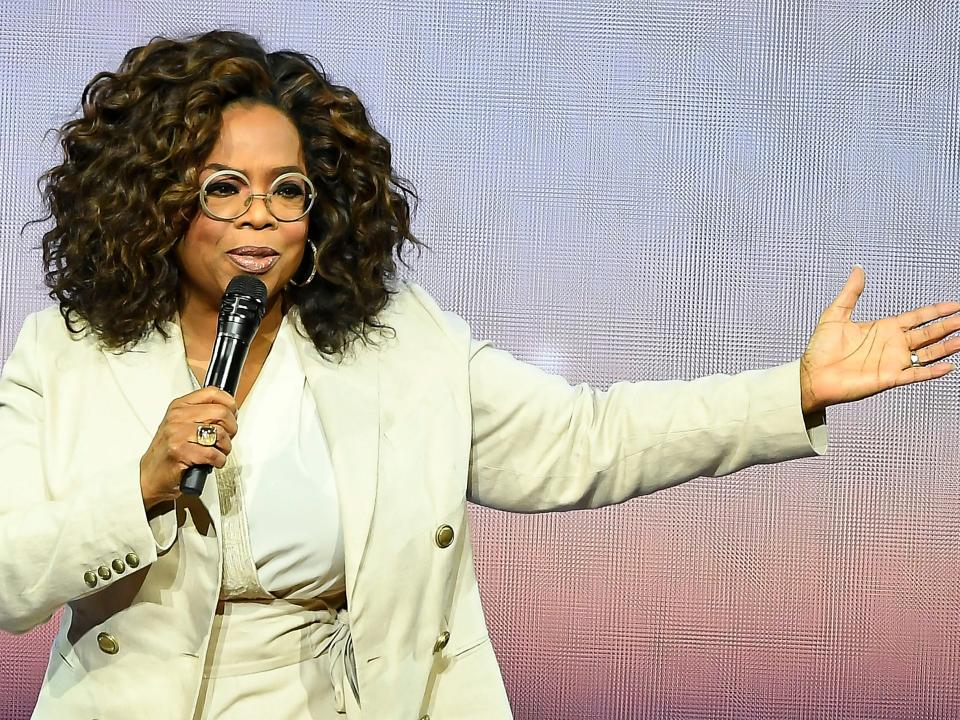 Oprah Winfrey speaks during Oprah's 2020 Vision: Your Life in Focus Tour presented by WW (Weight Watchers Reimagined) at Chase Center on February 22, 2020